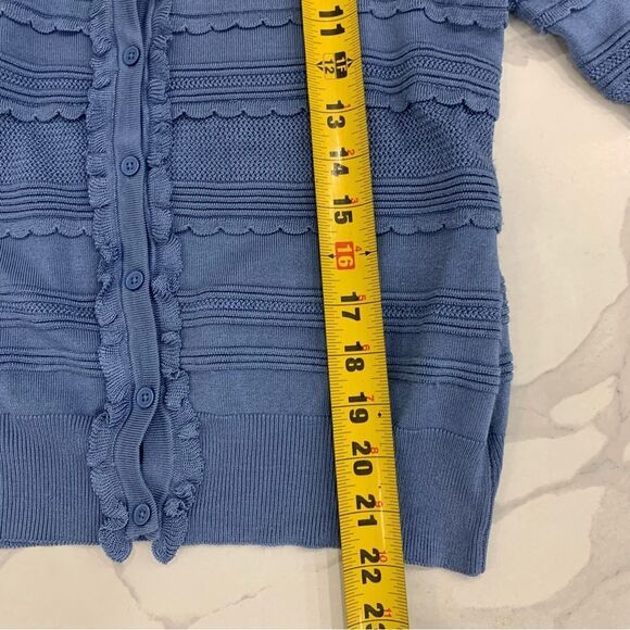 Sandro Barba Ruffle Trim Cardigan Knit Women Large UK 3 VGC knit Sweater Classic - Picture 6 of 11